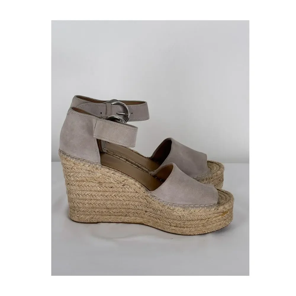 Marc Fisher Suede Alida Espadrille Platform Wedge Womens Size 9 Leather Shoe
